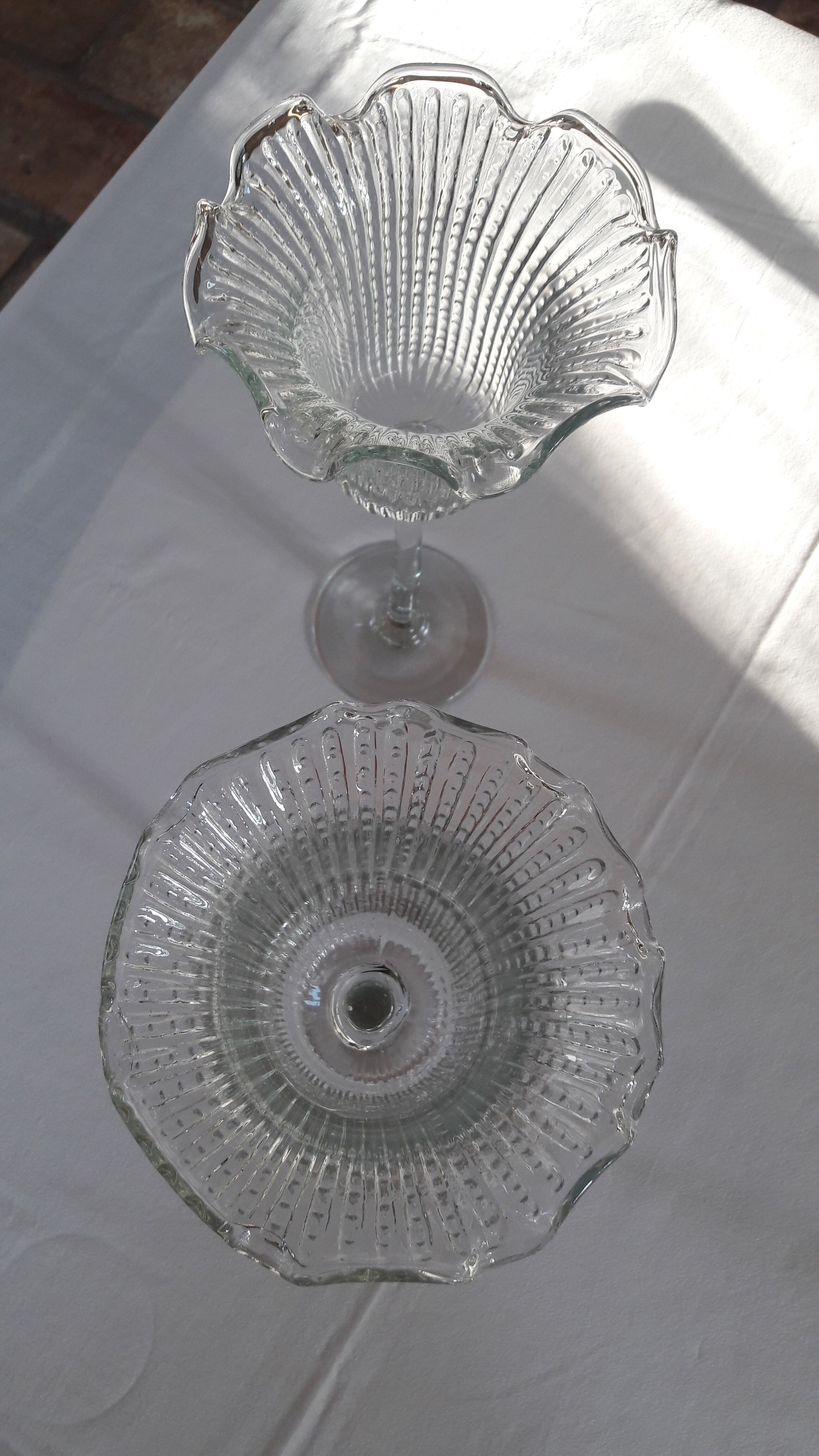 Lot of 2 photophore candlesticks in corolla shape