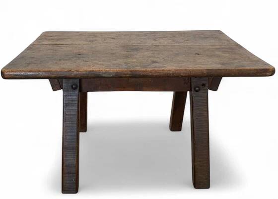 Antique brutalist coffee table in solid wood