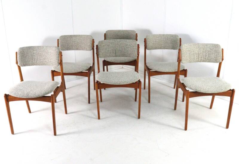 Set of 6 Erik Buch chairs for O.D. Møbler model 49 'Bur' - Danish design