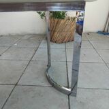 Carrara marble and chrome dining table, vintage Italy, 70s style