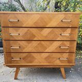 Vintage chest of drawers with compass feet