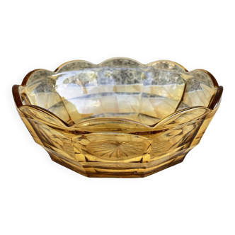 Art deco honey glass bowl, Stölzle, Czech Republic, 1930s.