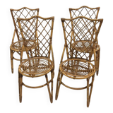 Set of 4 rattan chairs from the 60s
