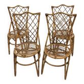 Set of 4 rattan chairs from the 60s