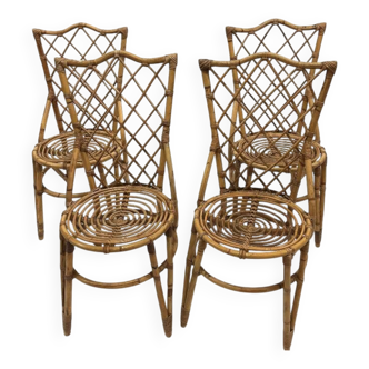 Set of 4 rattan chairs from the 60s
