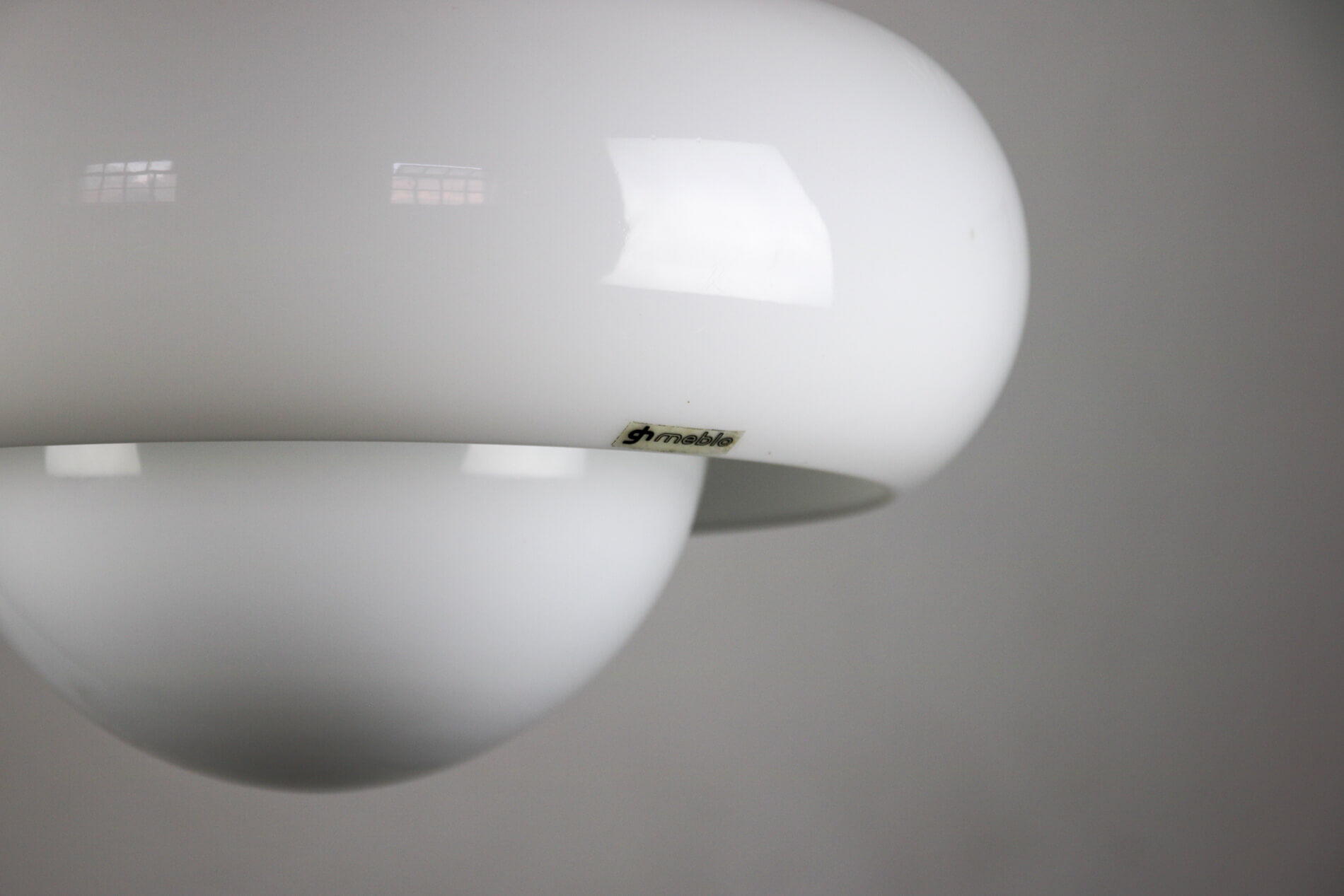 White and gold Space Age pendant lamp by Harvey Guzzini for Meblo, 1970s