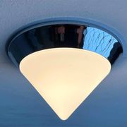 Vintage conical glass and chrome ceiling lamp, 1980s
