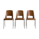 Set of 3 Jomain Baumann chairs, seat in imitation cognac leather, circa 1960