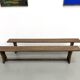 Pair of solid oak benches, winged legs, France, 1970s