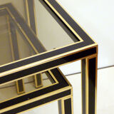 Pair of black & gold trundle tables 1970'