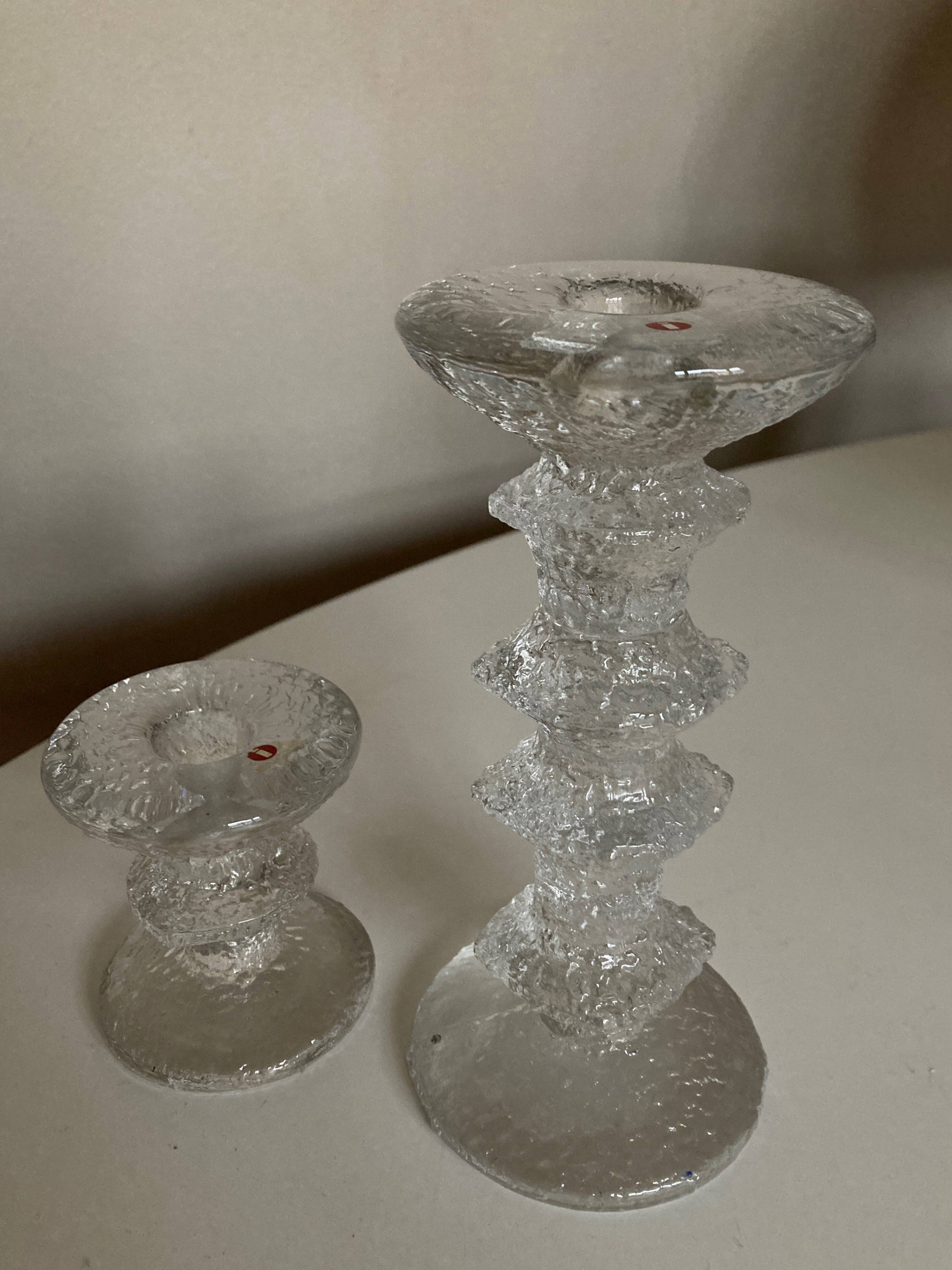 Pair of Festivo Timo Sarpaneva candlesticks 1972 for IIttala Finland