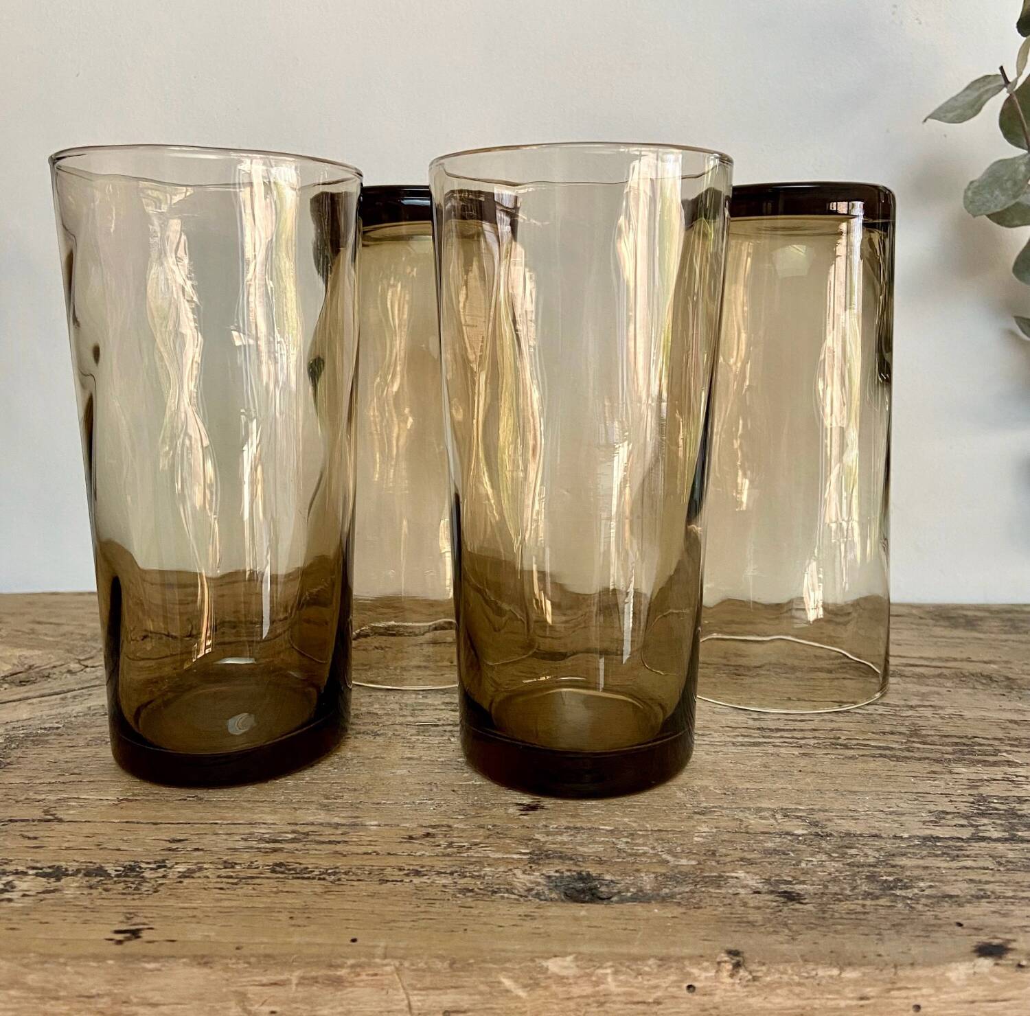 4 twisted smoked glasses