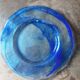 Large round blue crystal dish