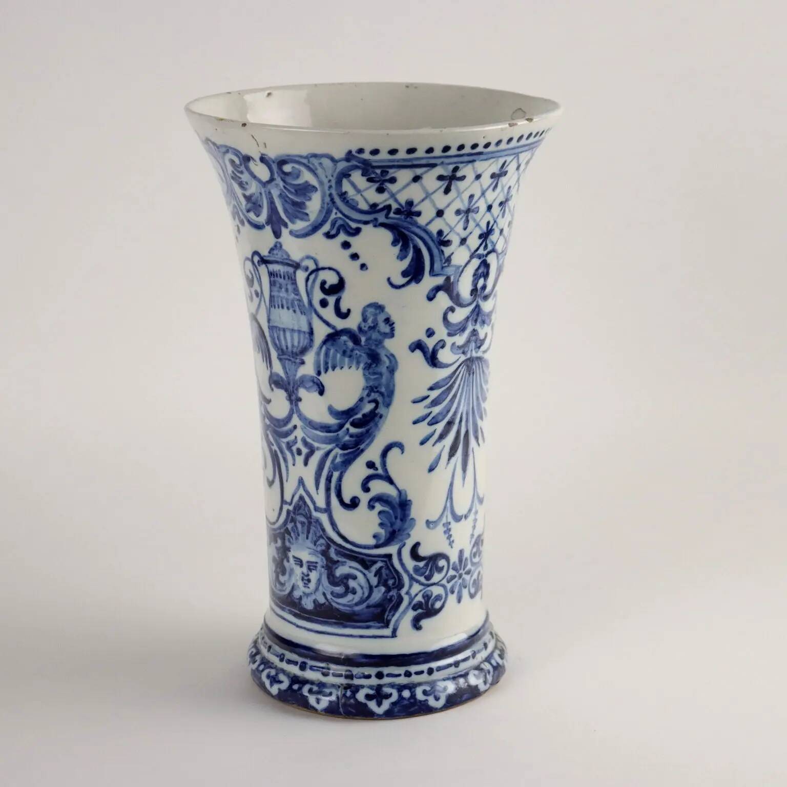 Antique earthenware vase from Gien, France, 18th century.