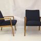 Pair of Scandinavian armchairs 60s restored deep blue gloved fabric.