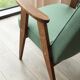 Vintage rustic oak armchair in green wool, 1960s