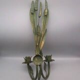 Vintage "sheaf of wheat" wall candle holder in painted brass