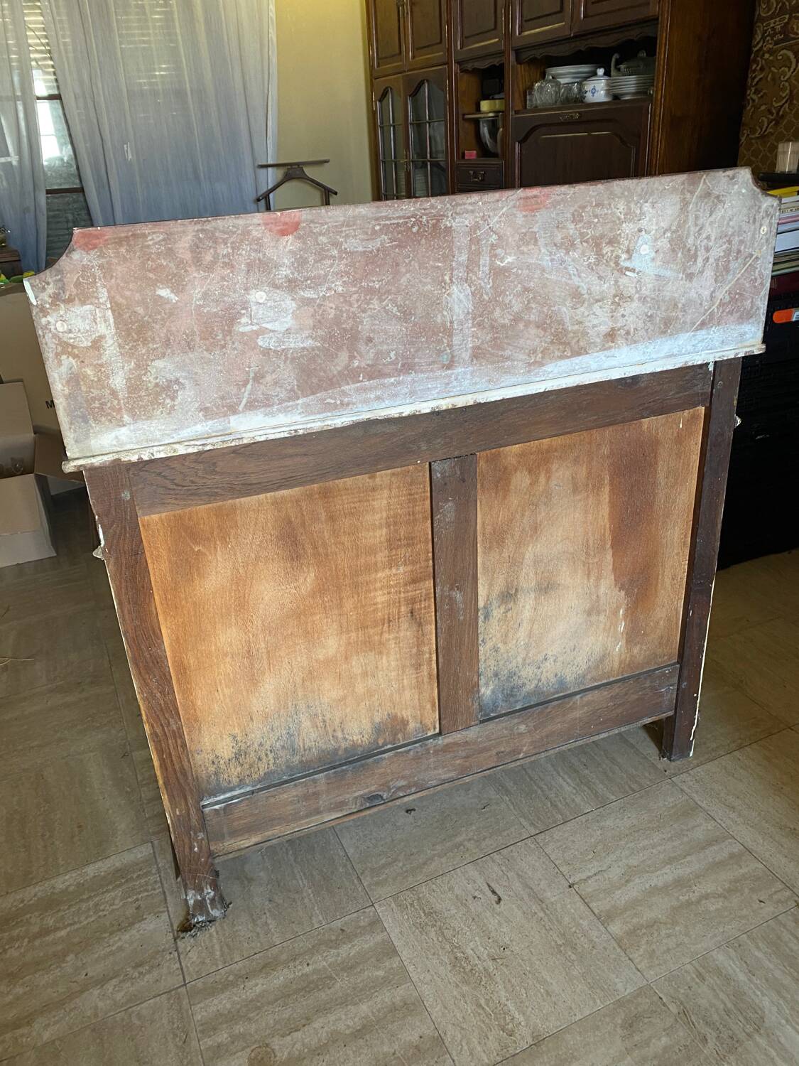 COIFFEUSE MEUBLE DE TOILETTE 1900 MARBRE MIROIR UN TIROIR PIEDS TOURNES L1306 Imgx1200 7345
