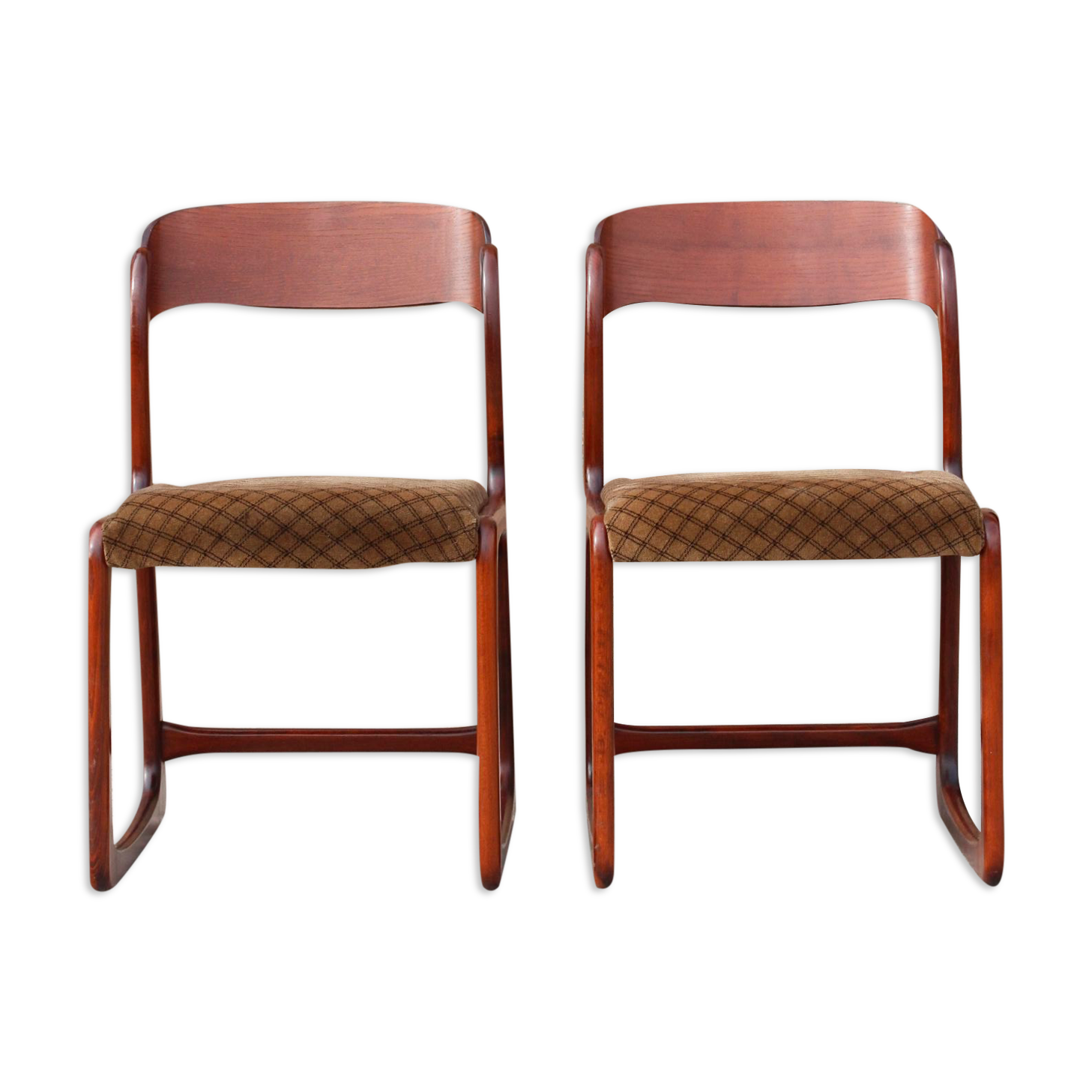 Pair of sleigh chairs by baumann, france circa 1960