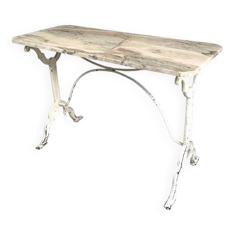 Table de jardin, table bistro avec plateau en marbre, années 1930