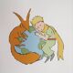 Antoine de Saint-Exupéry: The Little Prince and the Fox Protect the Earth - Lithograph
