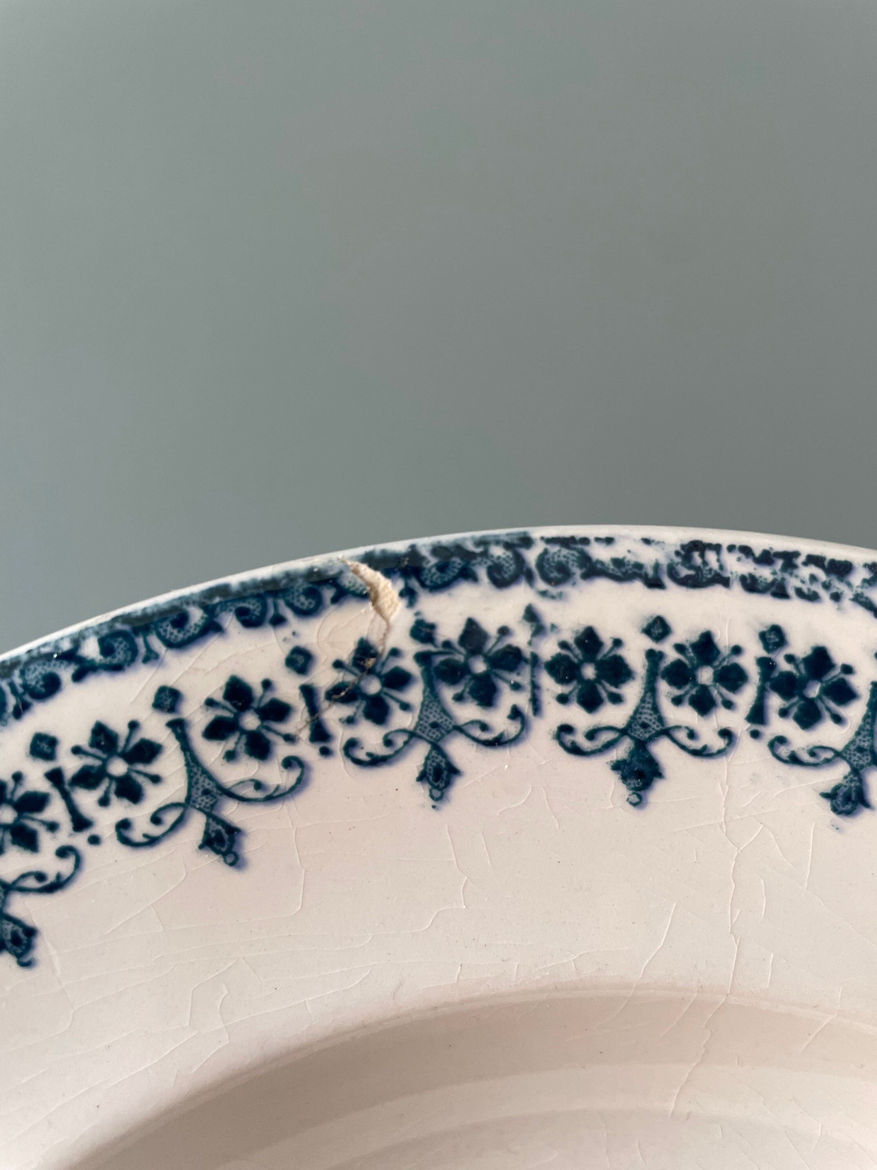 Set of 7 mismatched hollow plates Terre de Fer XIXth
