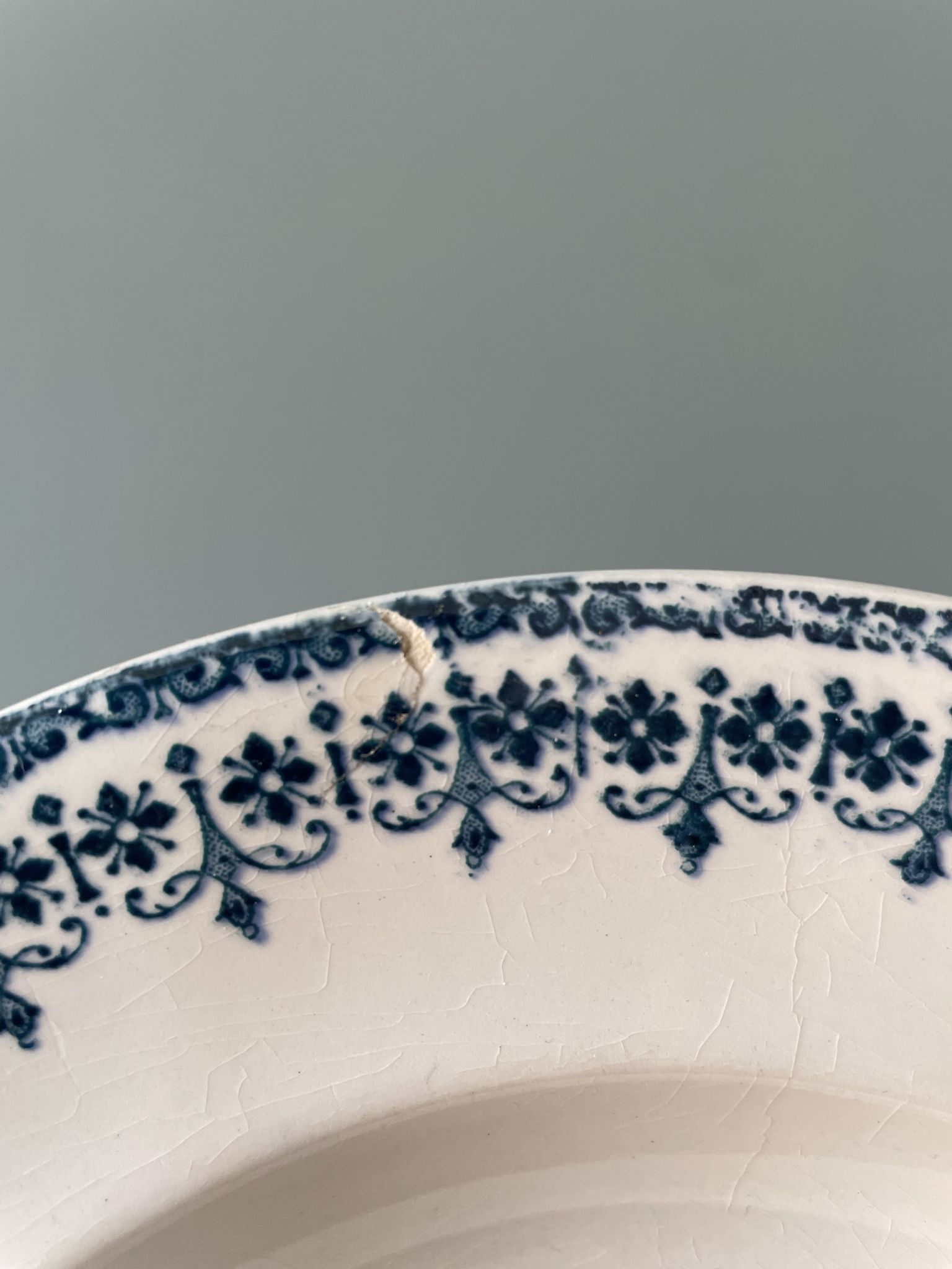 Set of 7 mismatched hollow plates Terre de Fer XIXth