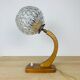 Lampe scandinave arc bois courbé globe verre ciselé