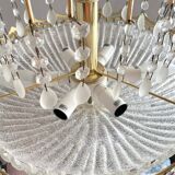 Gold metal basin pendant light with tassels - Italy