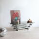 Coffee table in smoked glass and chrome tubular metal, 70s