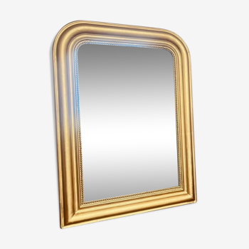 Ancien miroir Louis Philippe, perlé, 84 × 62 cm