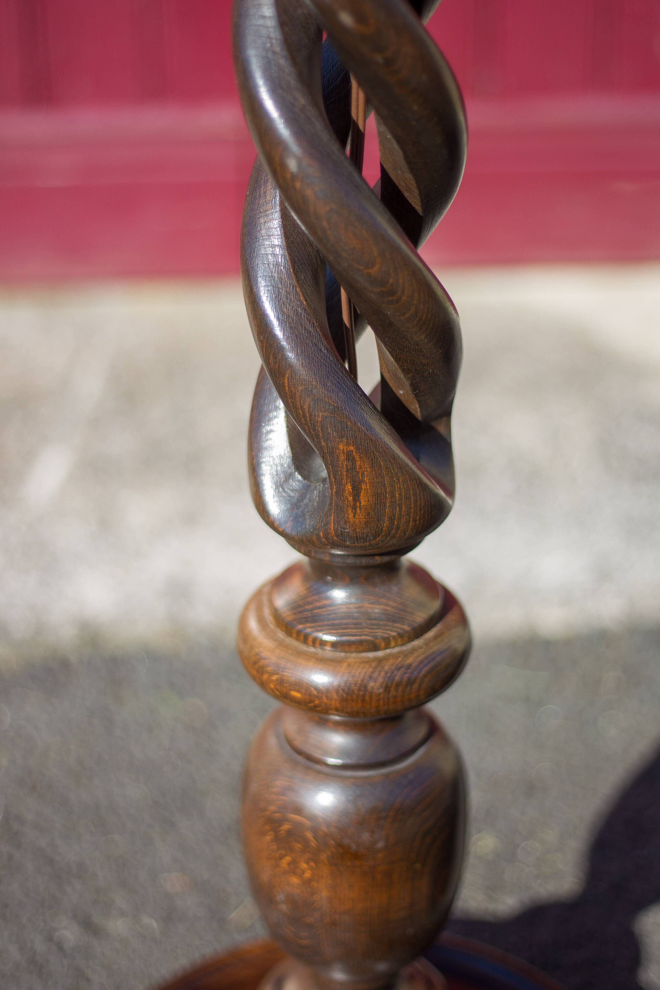 Wooden floor lamp, turned wooden floor lamp, large vintage wooden lamp base