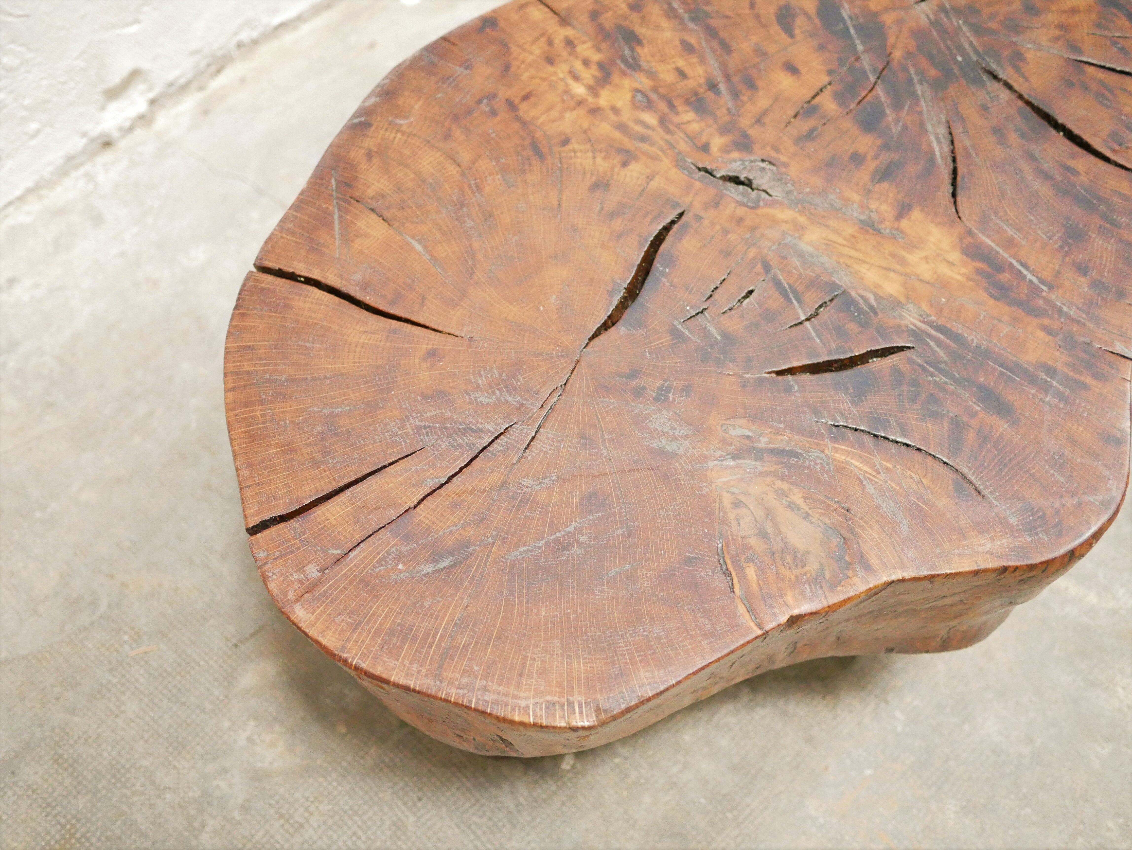 Vintage brutalist coffee table in solid wood