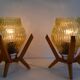 Pair of mid-century Wooden Design Table Lamps,by Dřevo Humpolec,1970's.