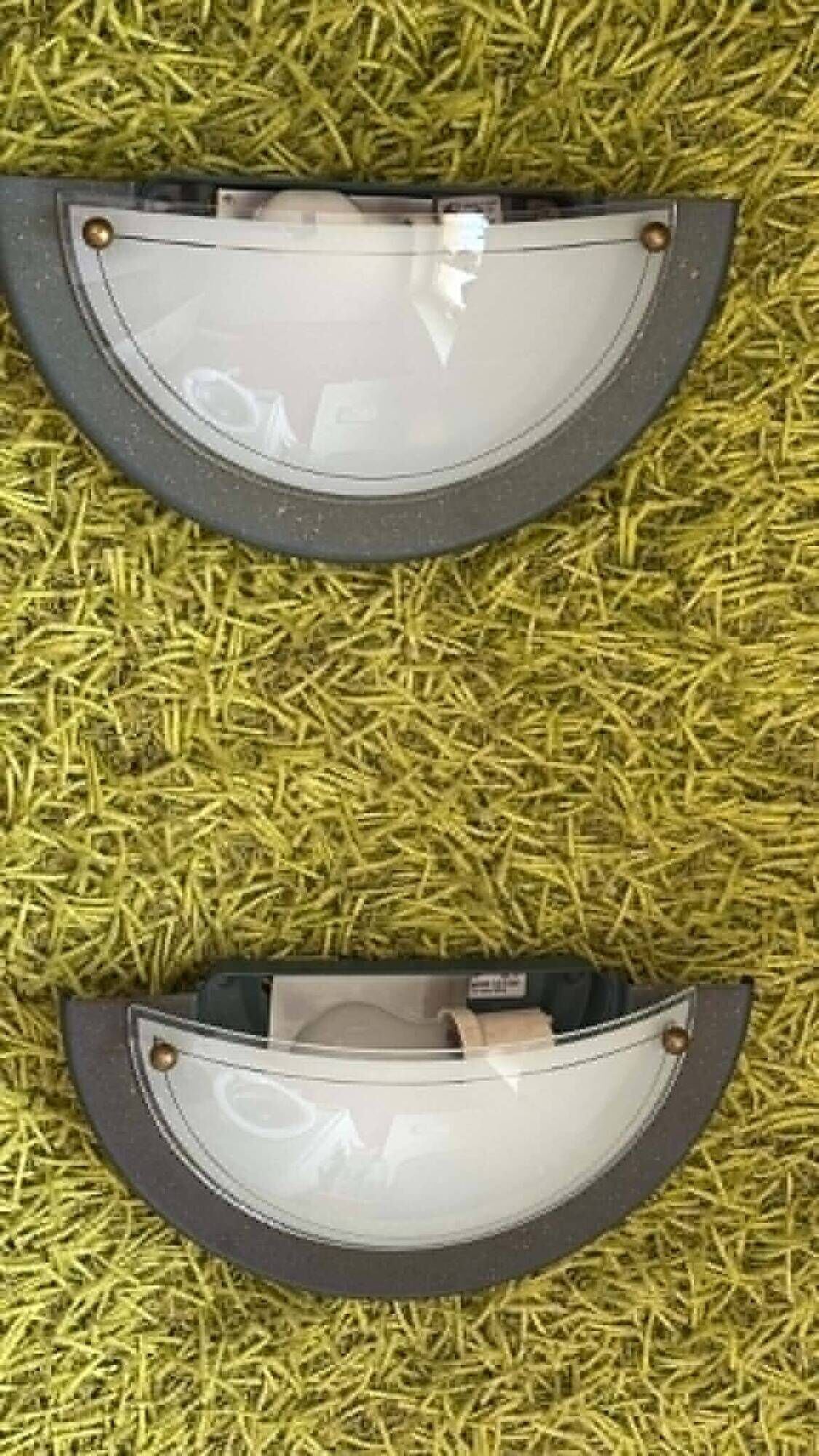 lot of 2 half-moon wall sconces in speckled sage green made in Italy vintage