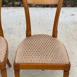 5 Louis XVI chairs in solid wood and beige tiled suede