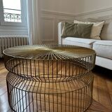 Made coffee table with golden brass effect