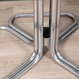 70s vintage square table in chromed metal and glass italian design