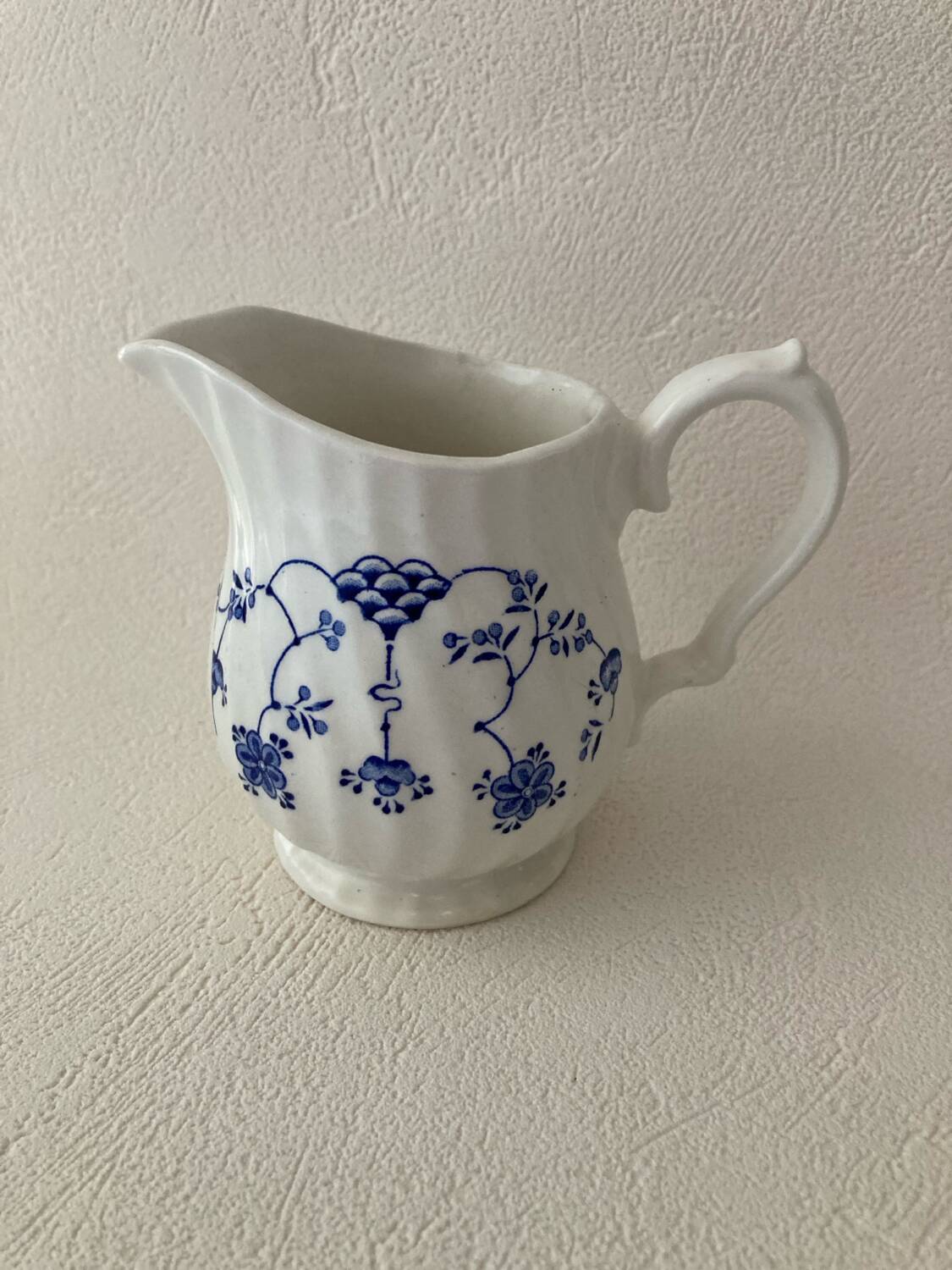 Myott Meakin England Blue Cup Saucer and Milk Jug