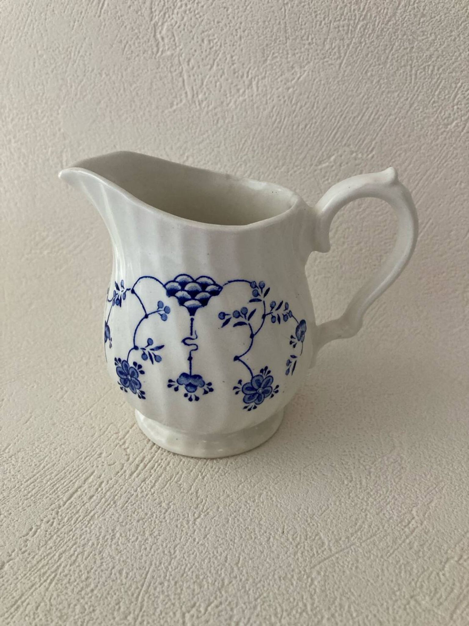Myott Meakin England Blue Cup Saucer and Milk Jug