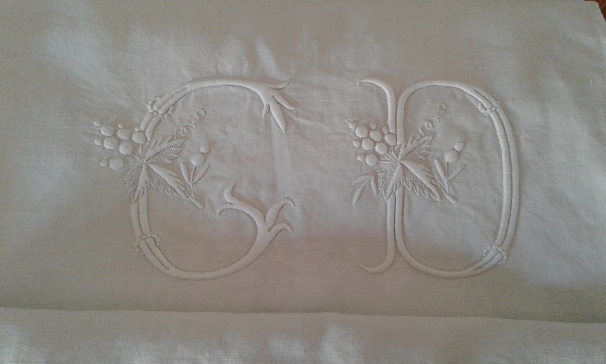 Old sheet .linen thread .large embroidery CD