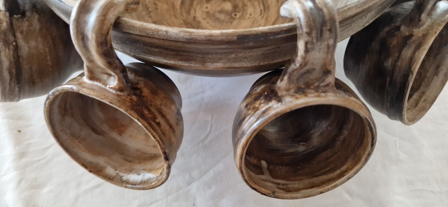 Ceramic punch service signed R. Kapota