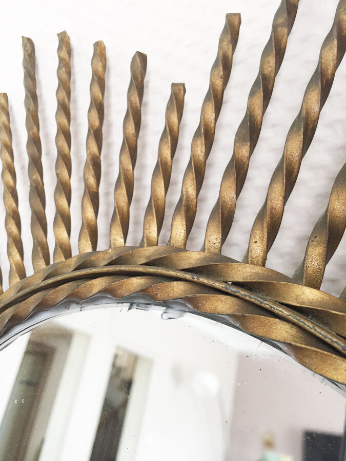 Mirror sun brass twisted, 1960 - 55x55cm