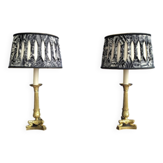 Pair of 19th century bronze candlesticks. Charles X period.
