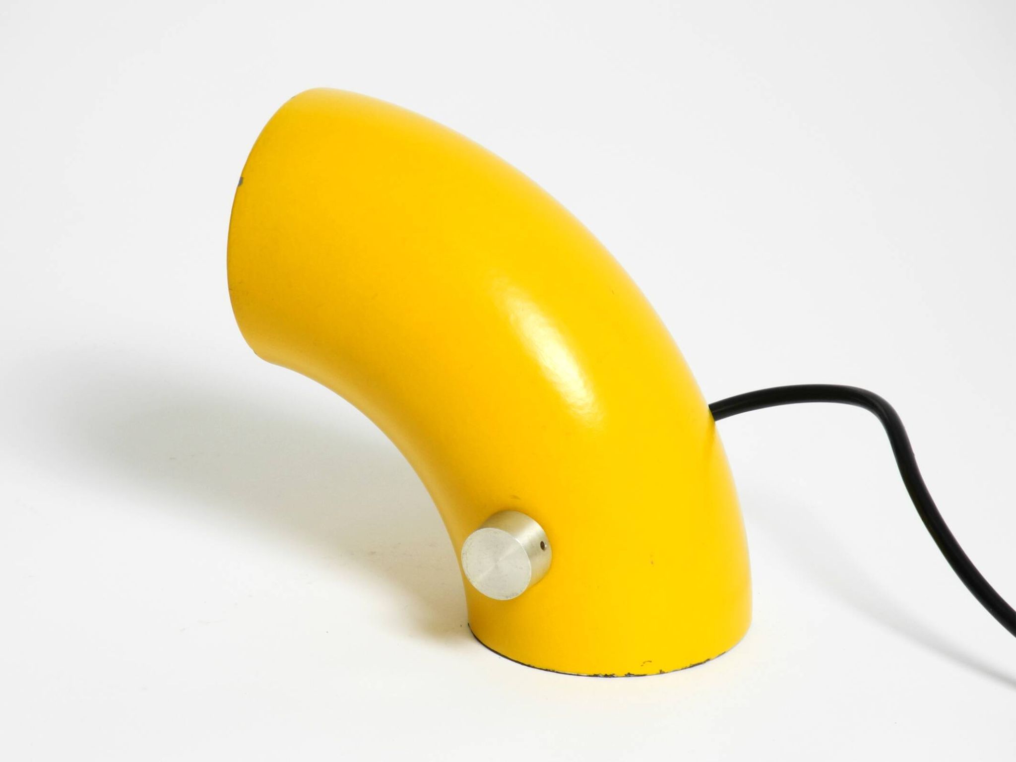 Very rare original Space Age 60s yellow table lamp made of iron by Temde
