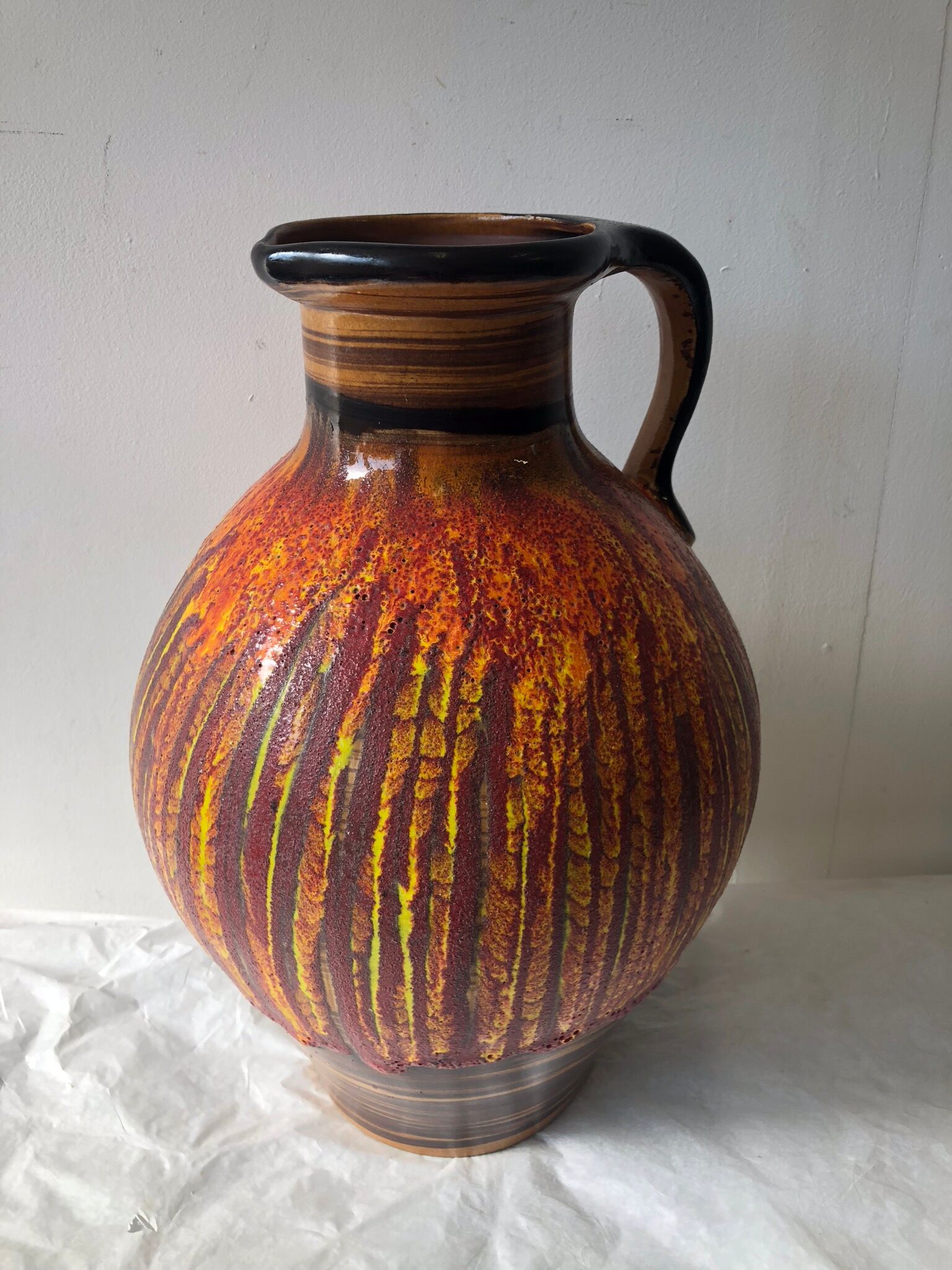 Saint Clement glazed ceramic 60s pitcher