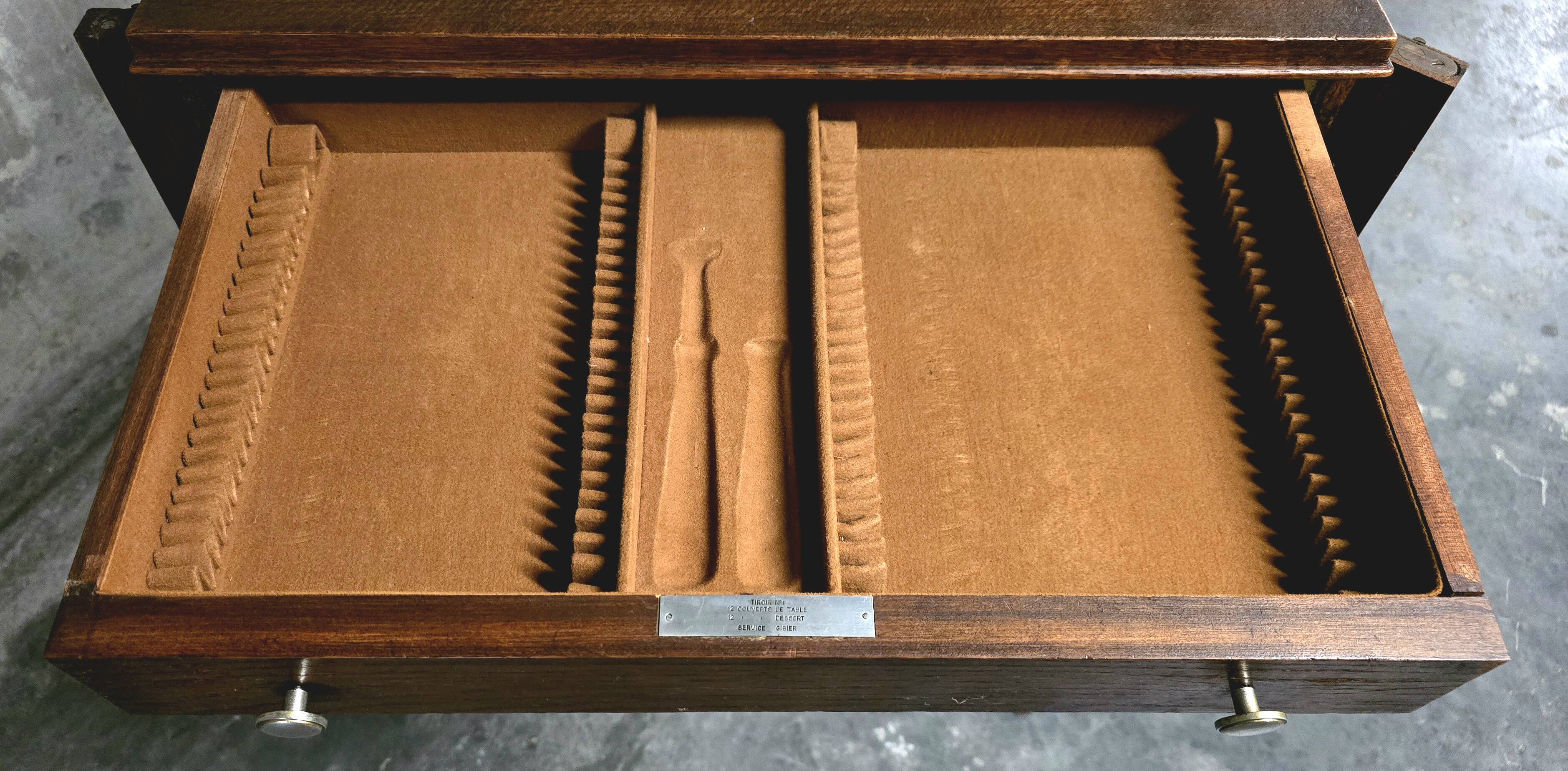 Empty silverware cabinet / vintage cutlery cabinet on tapered legs – year