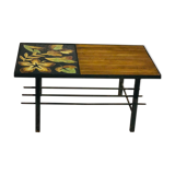 Vintage coffee table 1970 - Ceramic, oak and metal