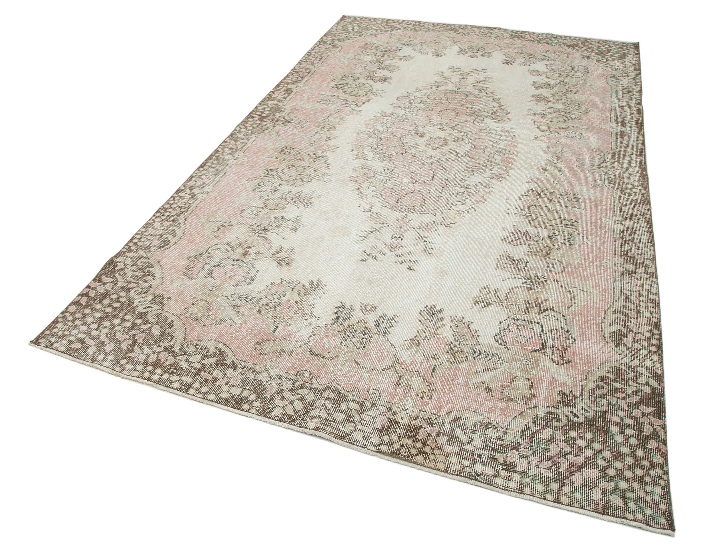 Hand-knotted vintage turkish beige rug 170 cm x 290 cm