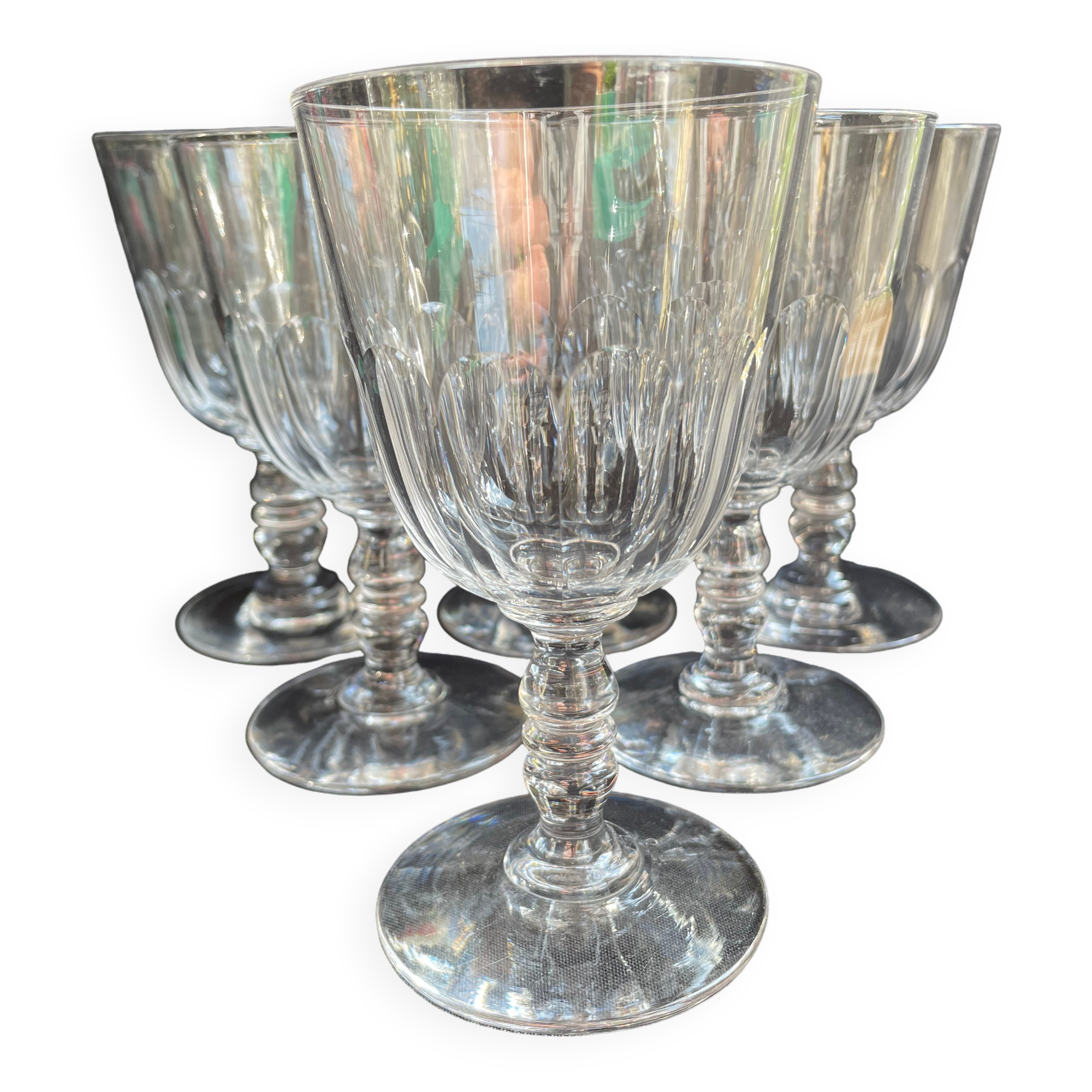 6 Baccarat Clermont 19th century wine glasses